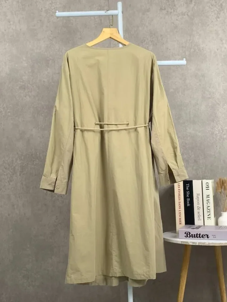 CHICMORE Gaun lengan panjang rok model a line dengan gaya kasual untuk wanita