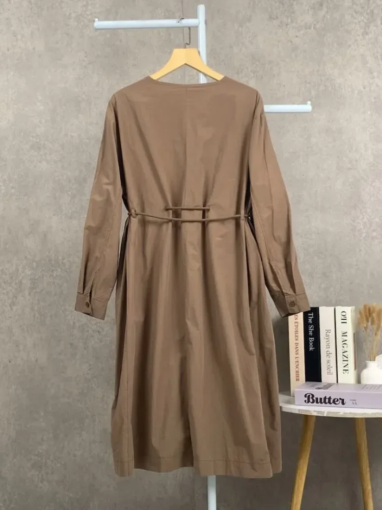 CHICMORE Gaun lengan panjang rok model a line dengan gaya kasual untuk wanita