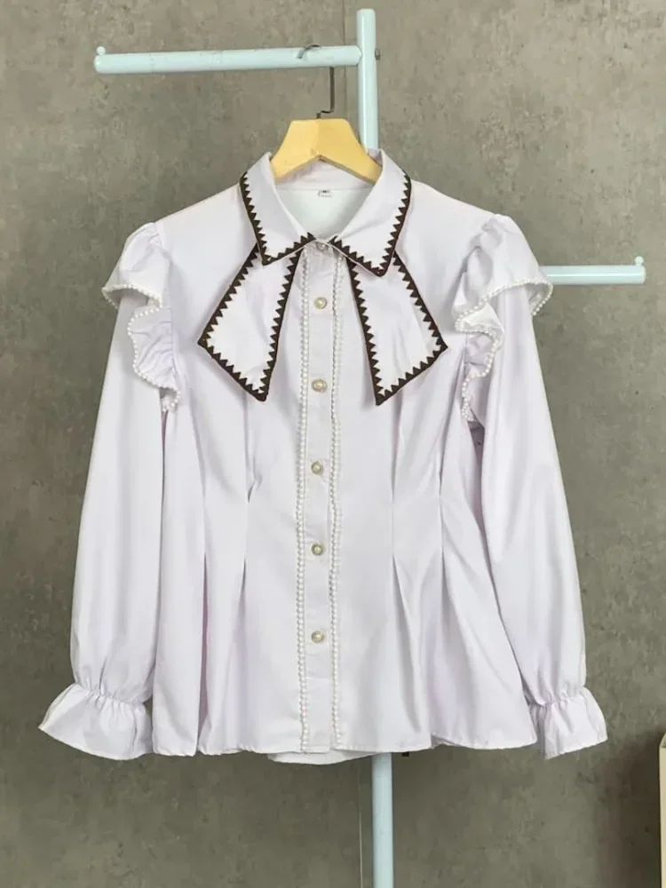 [DISKON KILAT]FADFAD Wanita longgar daun tepi lengan panjang top