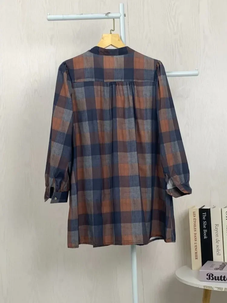 ASAYA Atasan kemeja lengan panjang  elegan longgar kasual cetak