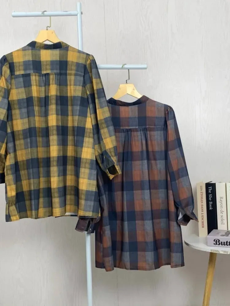 ASAYA Atasan kemeja lengan panjang  elegan longgar kasual cetak