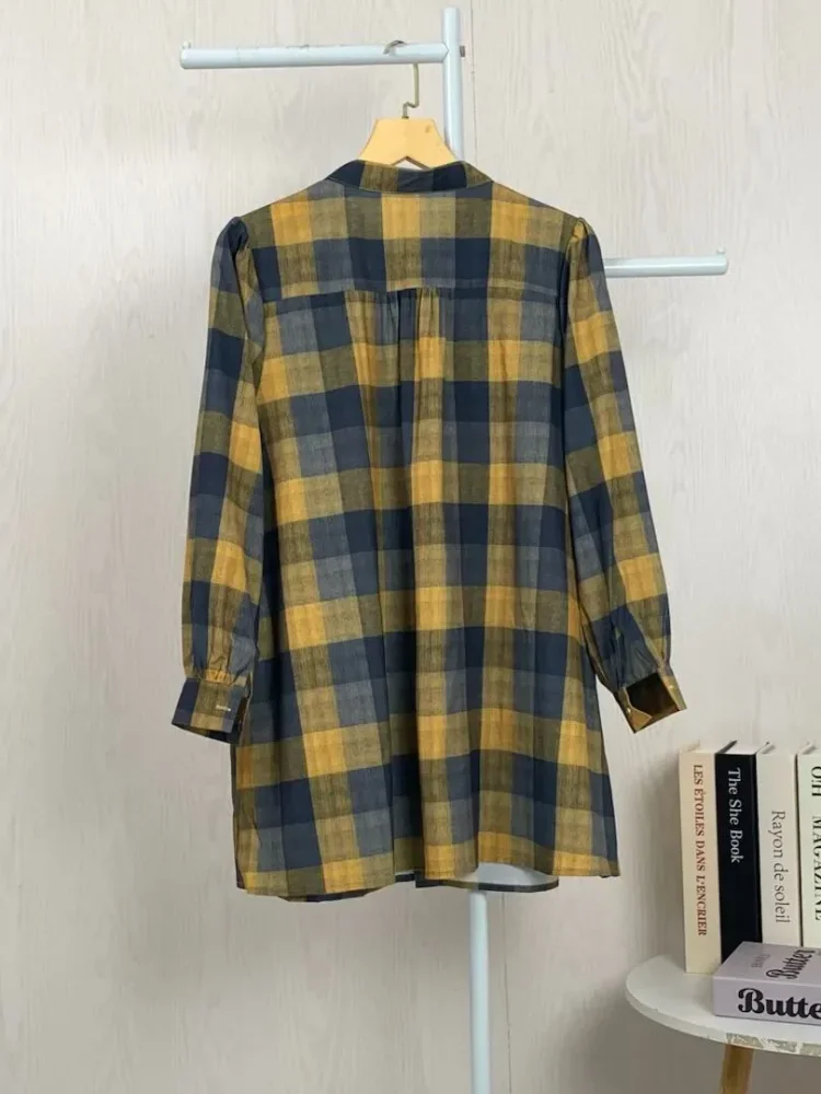 ASAYA Atasan kemeja lengan panjang  elegan longgar kasual cetak