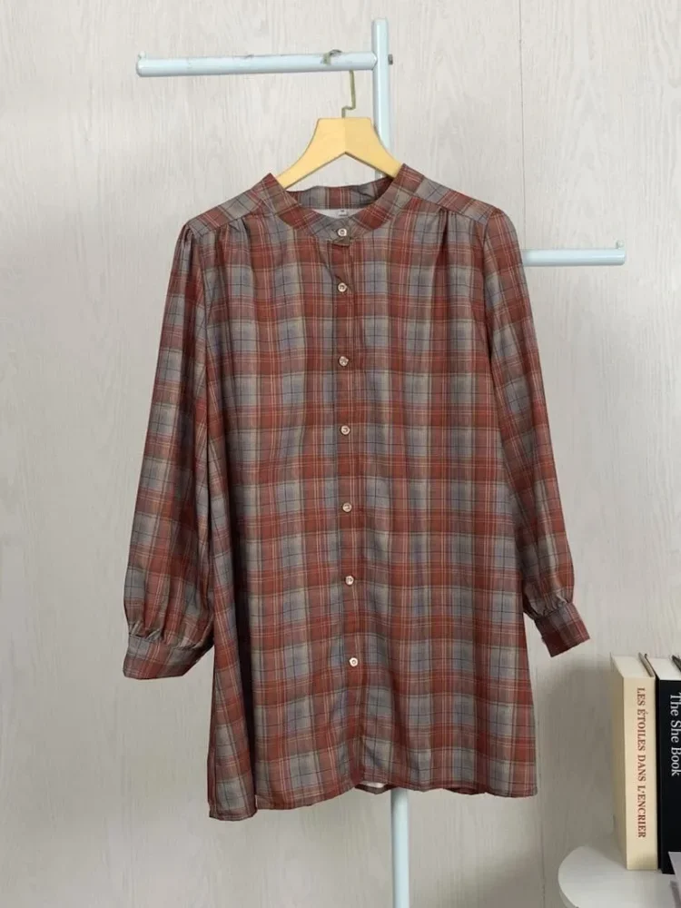 ASAYA Atasan kemeja lengan panjang  elegan longgar kasual cetak