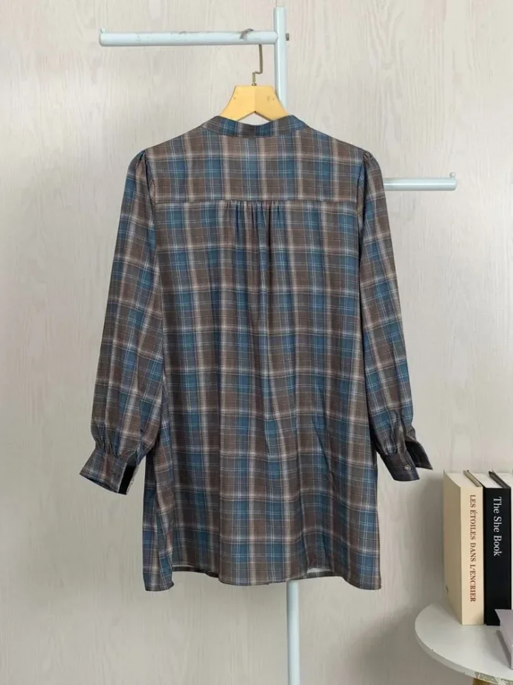 ASAYA Atasan kemeja lengan panjang  elegan longgar kasual cetak