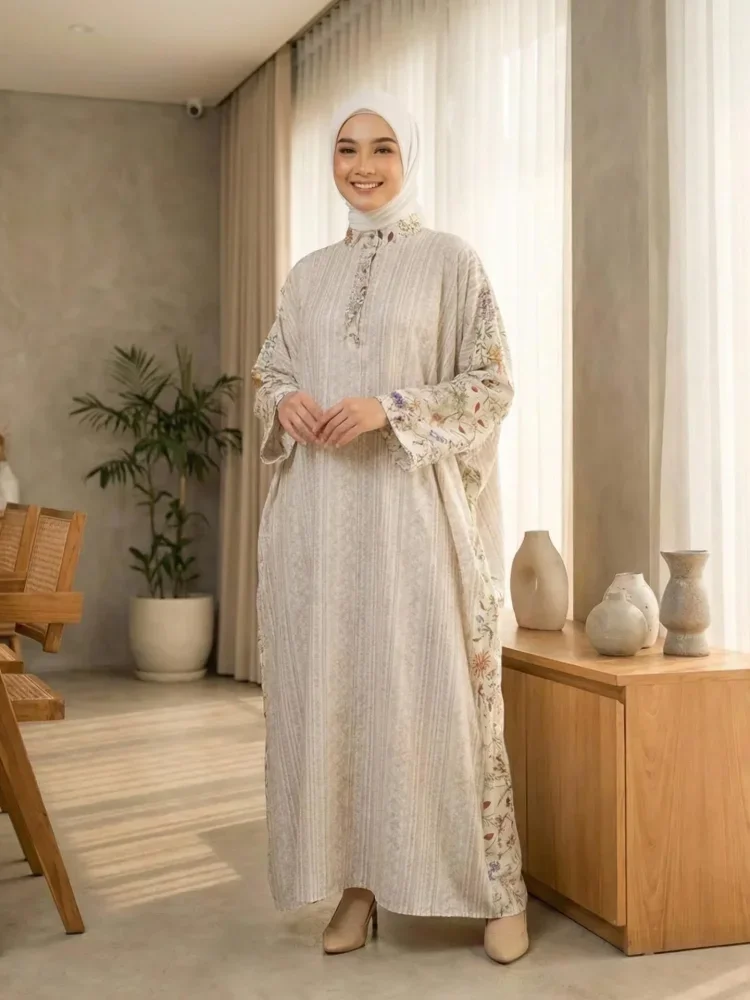 ASAYA Gaun gaya elegan kasual lengan panjang dengan