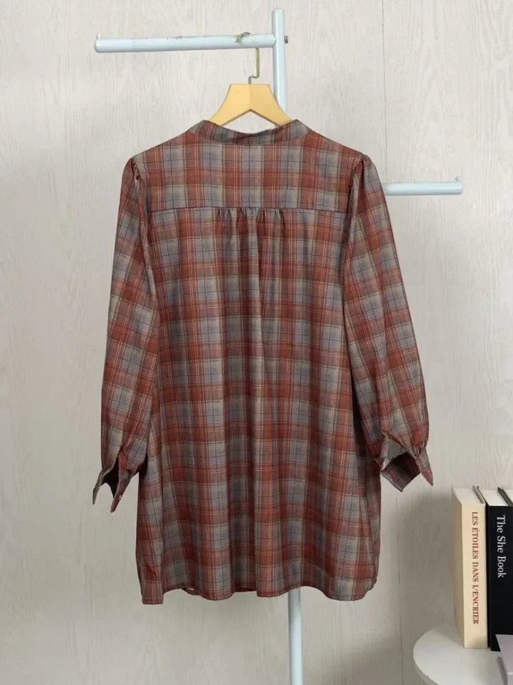 ASAYA Atasan kemeja lengan panjang  elegan longgar kasual cetak