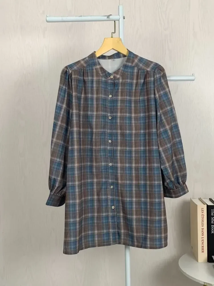 ASAYA Atasan kemeja lengan panjang  elegan longgar kasual cetak