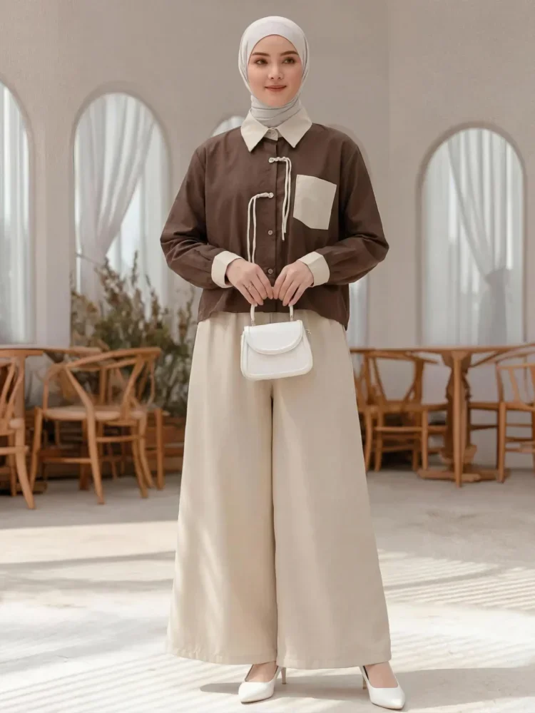 [READY STOCK]ASAYA Set dua potong atasan dan celana longgar yang modis dan sederhana untuk wanita