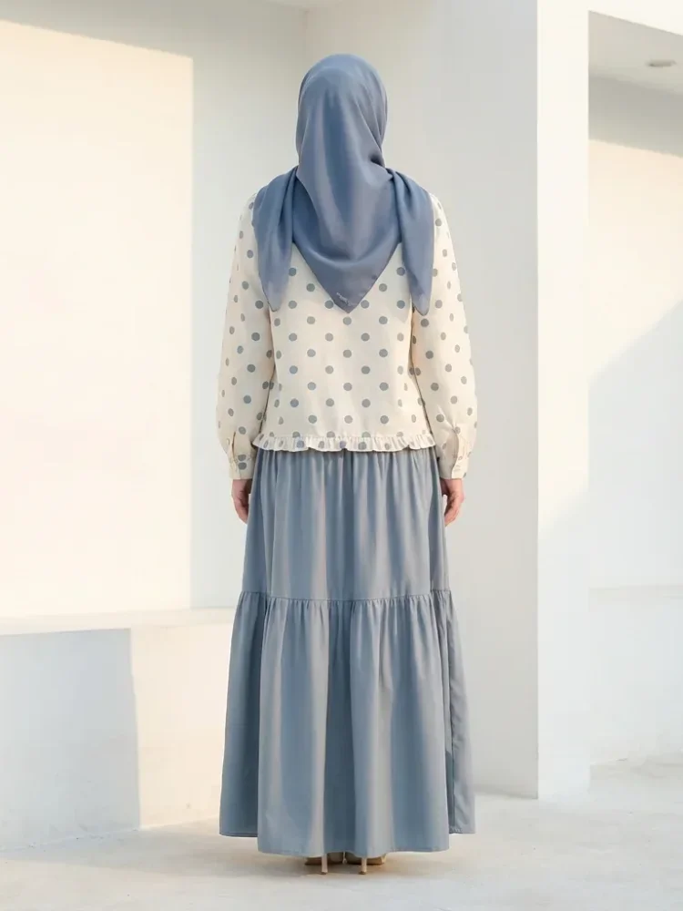 [DISKON KILAT]CHICMORE Gaun kemeja panjang anjing kecil yang lucu dengan motif polkadot, lengan panjang, kerah kemeja
