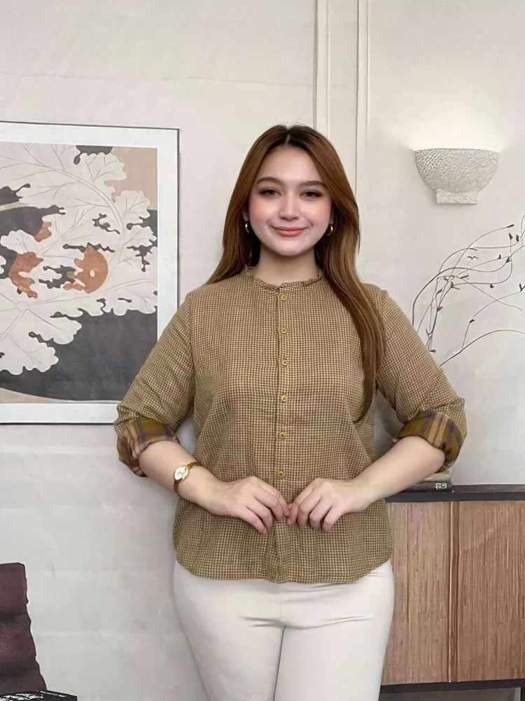 FADFAD Kemeja cetak temperamen gaya baru wanita atasan elegan