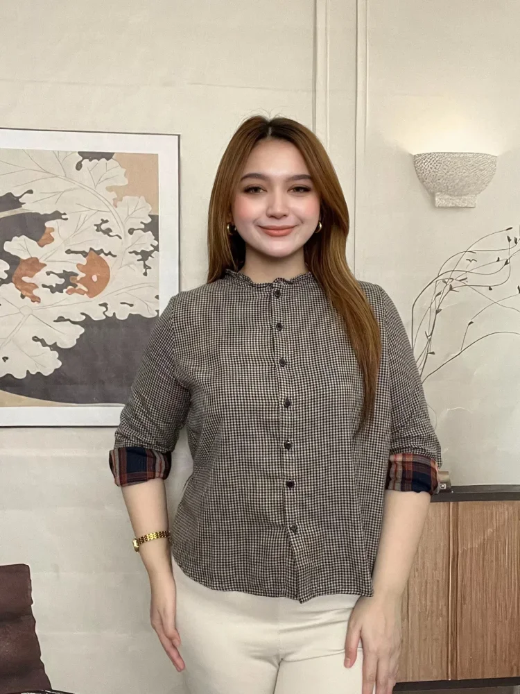 FADFAD Kemeja cetak temperamen gaya baru wanita atasan elegan