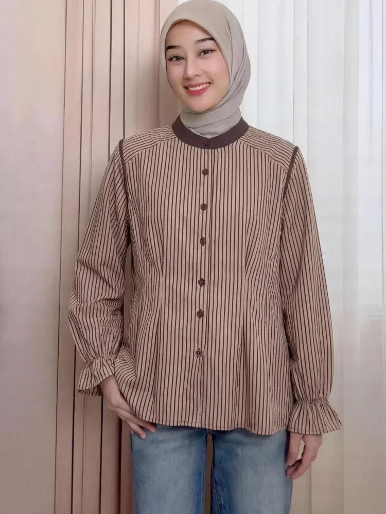 [DISKON KILAT]ASAYA [tiktokmawar31] kemeja cetak temperamen gaya baru wanita atasan elegan