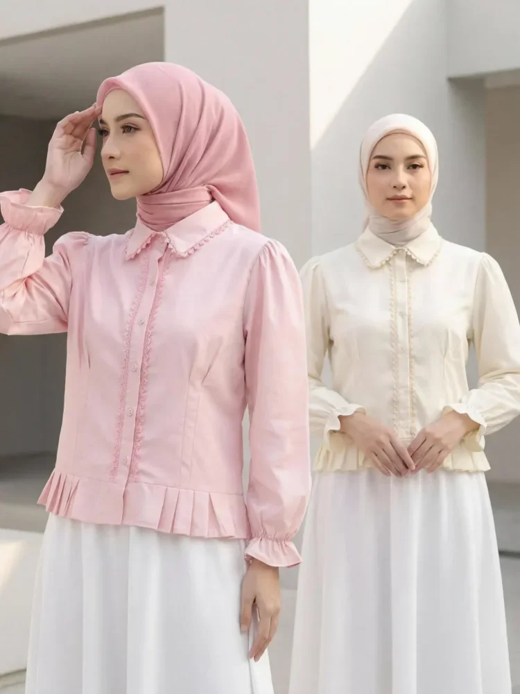 ASAYA Atasan kemeja mode baru lengan panjang gaya populer wanita
