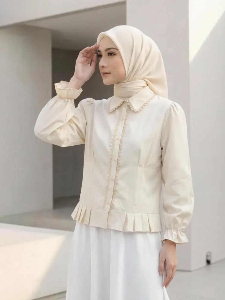 ASAYA Atasan kemeja mode baru lengan panjang gaya populer wanita