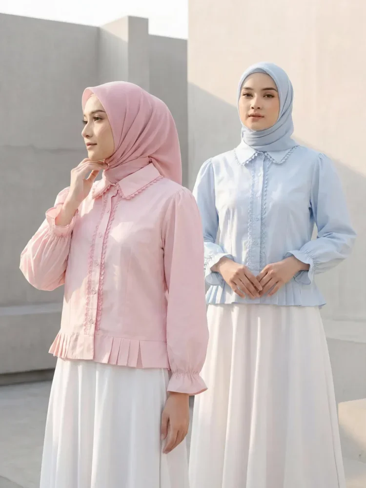 ASAYA Atasan kemeja mode baru lengan panjang gaya populer wanita