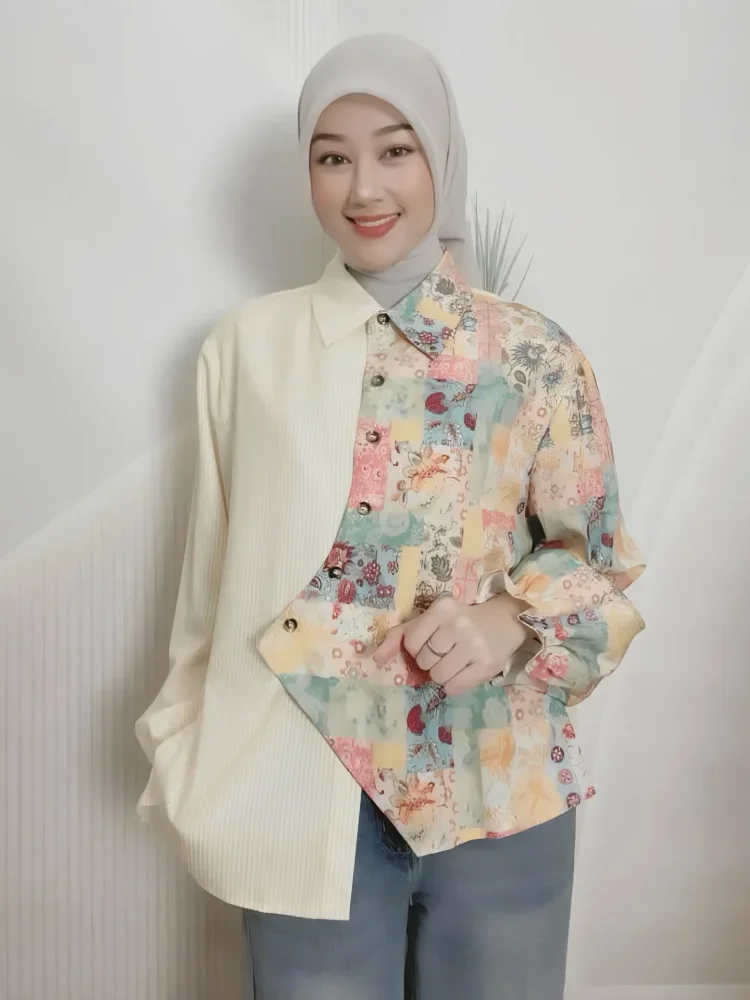 [READY STOCK]ASAYA Atasan kemeja lengan panjang model baru dan bergaya trendi casual untuk wanita elegant