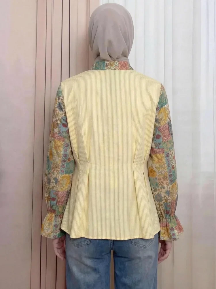 ASAYA Kemeja cetak temperamen gaya baru wanita atasan elegan