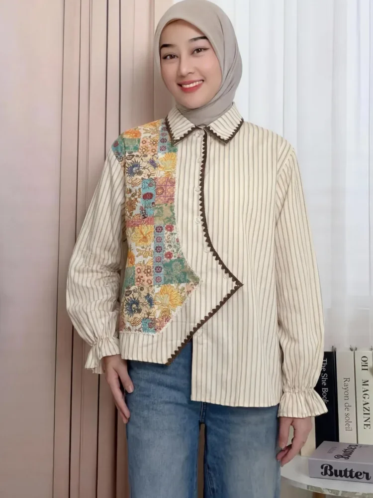 [READY STOCK]ASAYA Tiktokmawar31 atasan kemeja mode baru lengan panjang gaya populer wanita