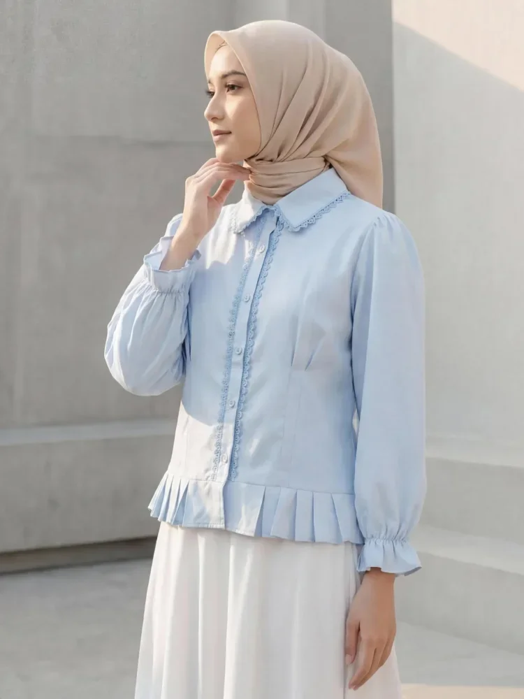ASAYA Atasan kemeja mode baru lengan panjang gaya populer wanita