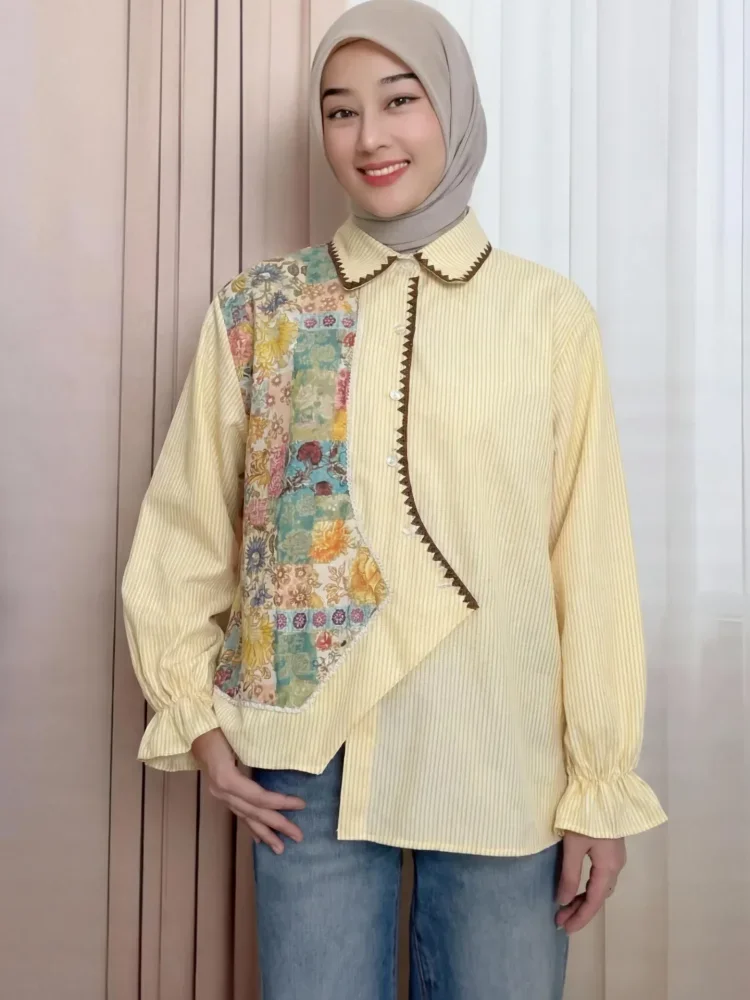 [READY STOCK]ASAYA Tiktokmawar31 atasan kemeja mode baru lengan panjang gaya populer wanita