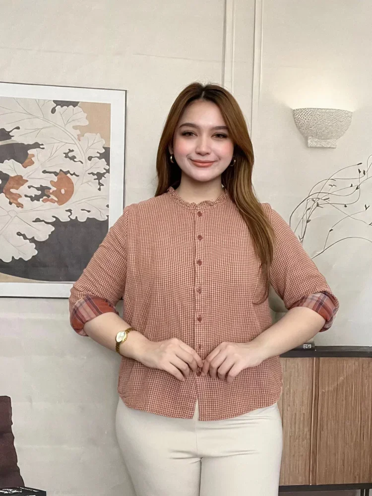 FADFAD Kemeja cetak temperamen gaya baru wanita atasan elegan