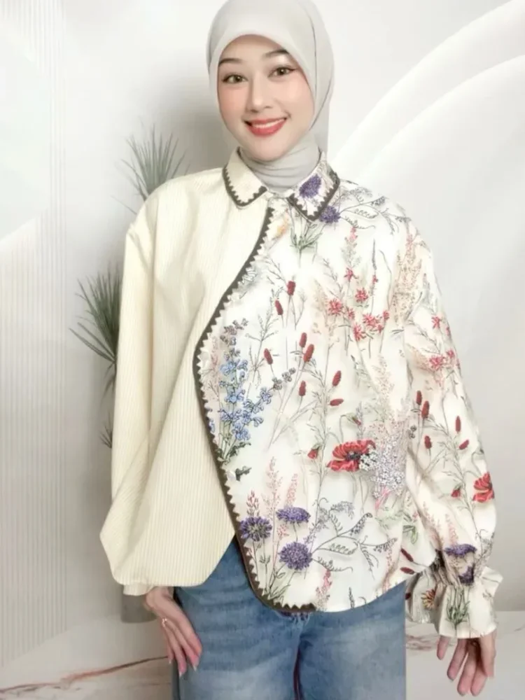 [READY STOCK]ASAYA Atasan kemeja pakaian wanita motif bergaris mode korea terbaru