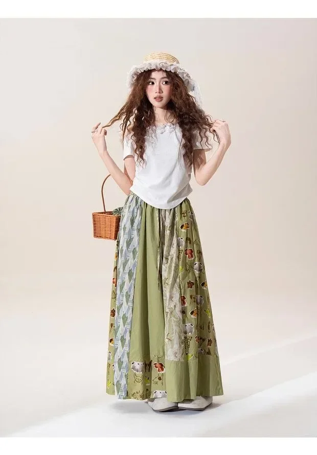 [READY STOCK]CHICMORE Celana panjang motif kontras model kaki lebar cocok untuk wanita