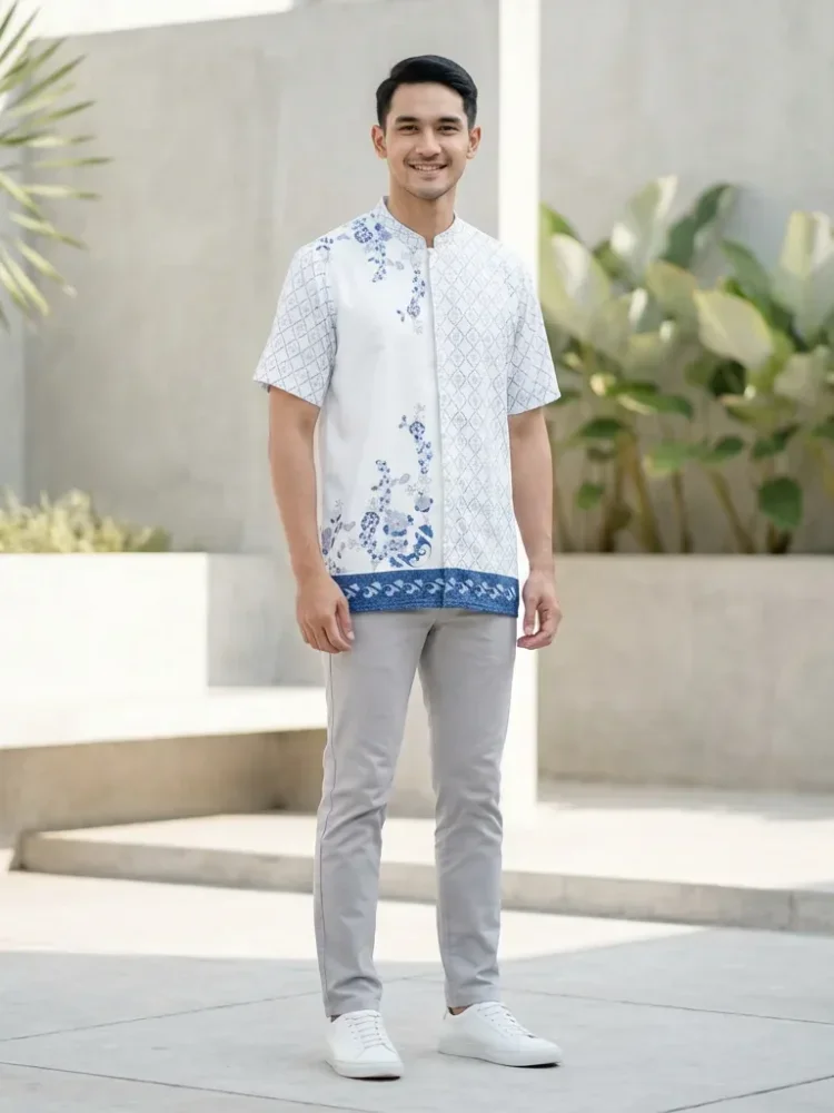 ASAYA Kaos lengan pendek pria dengan motif gaya