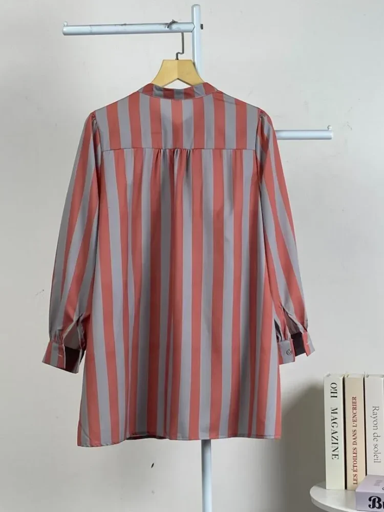 ASAYA Atasan kemeja lengan panjang  elegan longgar kasual cetak