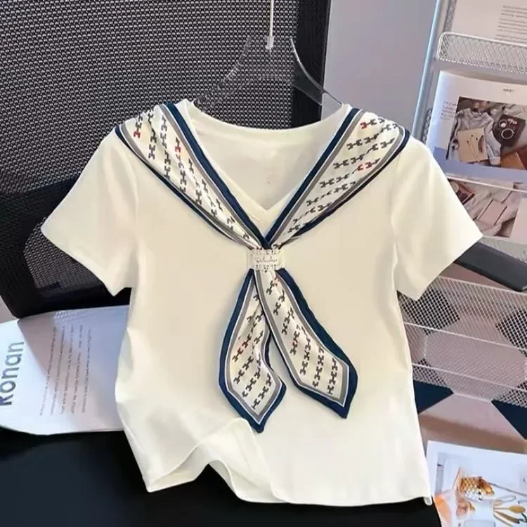 FADFAD Setelan wanita dua potong korean style atasan blouse lengan pendek motif cantik + celana panjang kekinian