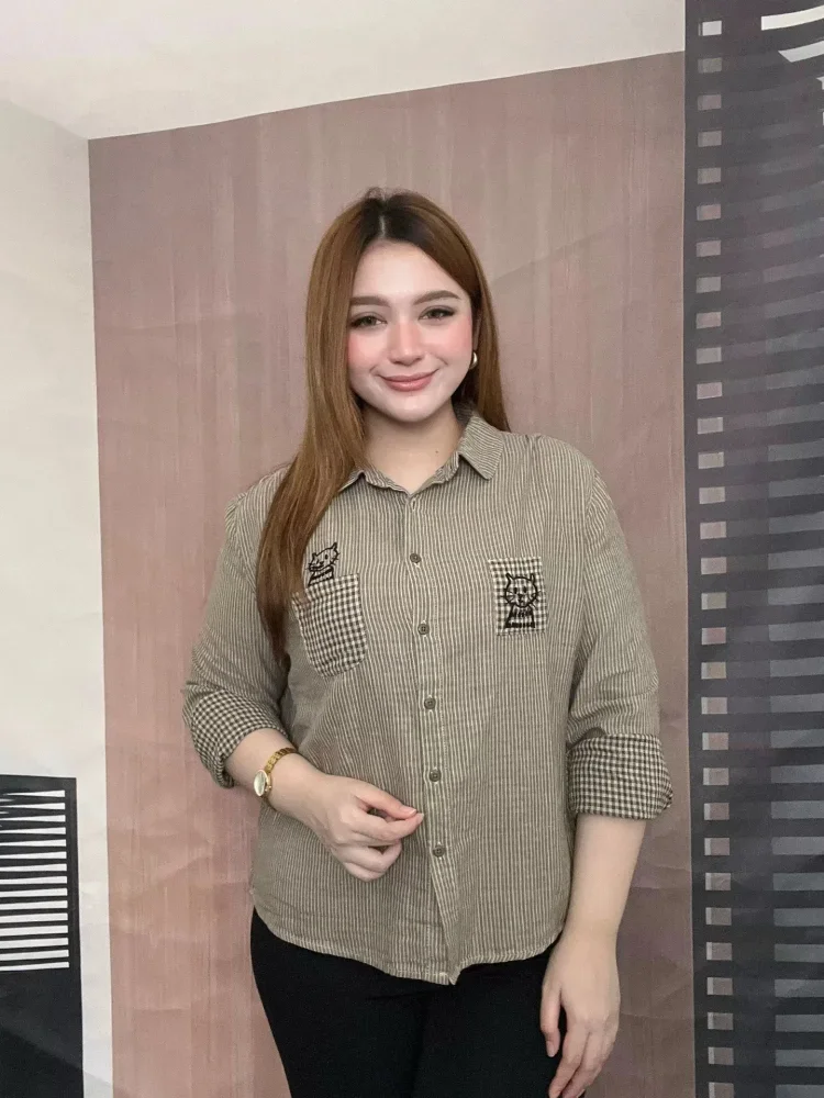 FADFAD Kemeja cetak temperamen gaya baru wanita atasan elegan