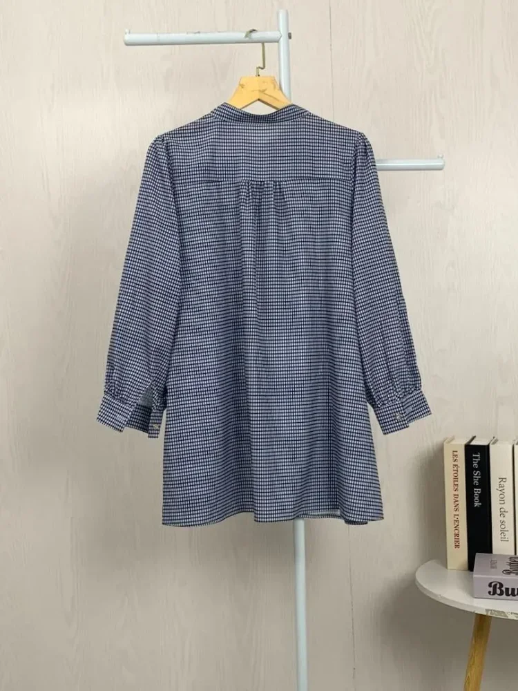 ASAYA Atasan kemeja lengan panjang  elegan longgar kasual cetak
