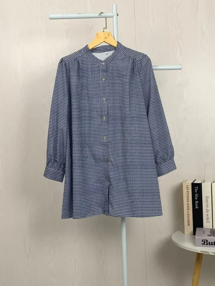 ASAYA Atasan kemeja lengan panjang  elegan longgar kasual cetak