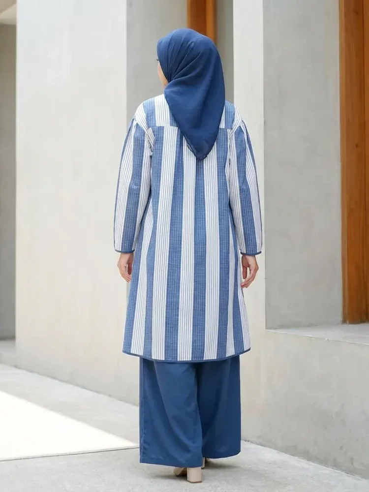 [DISKON KILAT]CHICMORE Setelan panjang dua potong wanita, atasan bermotif serbaguna dan celana panjang
