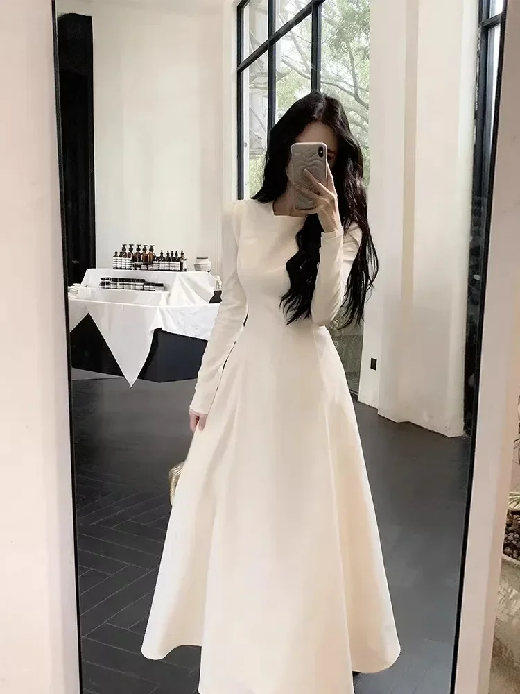 [READY STOCK]CHICMORE Gaun lengan panjang rok model a line dengan gaya kasual untuk wanita