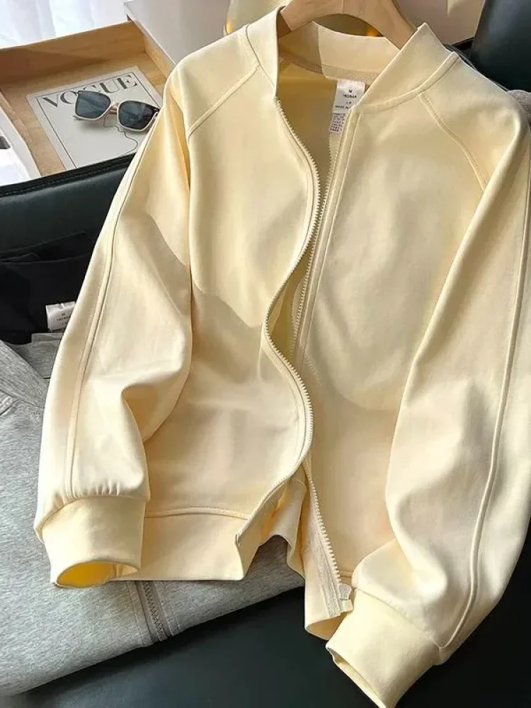 CHICMORE Atasan sweter lengan panjang dengan zipper gaya kasual untuk wanita