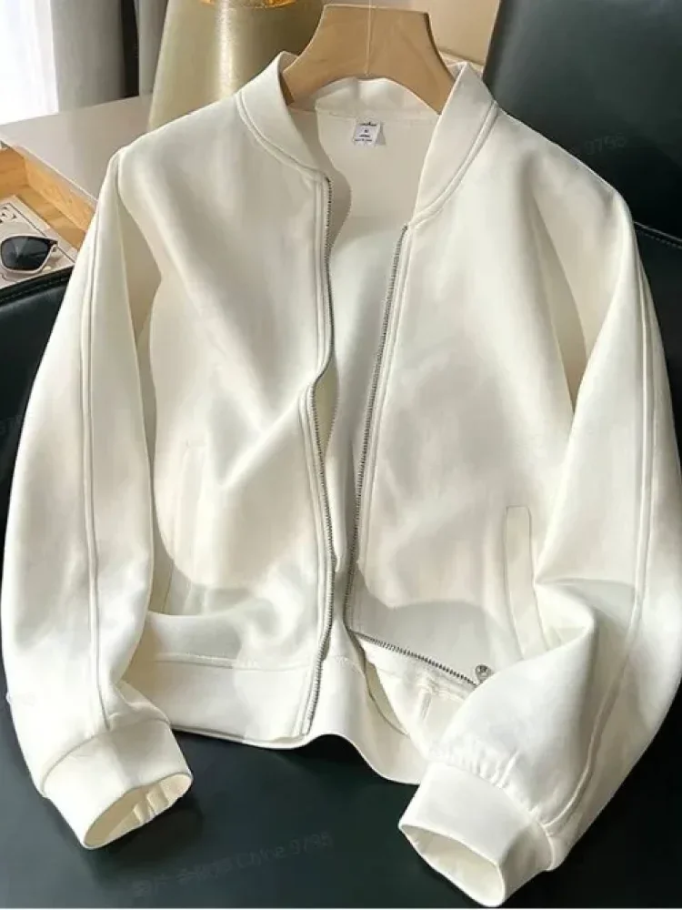 CHICMORE Atasan sweter lengan panjang dengan zipper gaya kasual untuk wanita