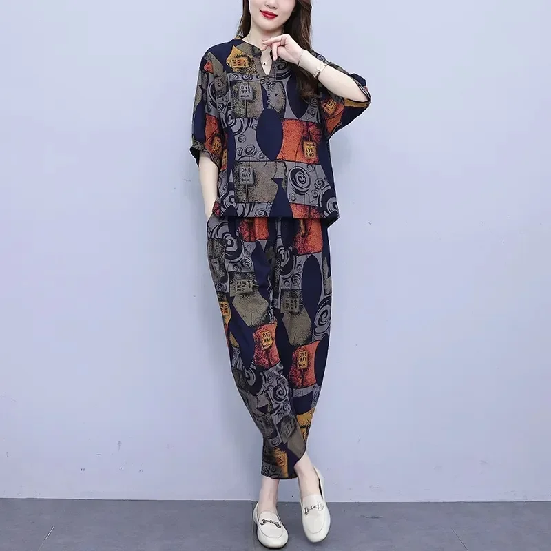 [READY STOCK]FADFAD Setelan dua potong untuk wanita dewasa dengan atasan longgar dan celana panjang