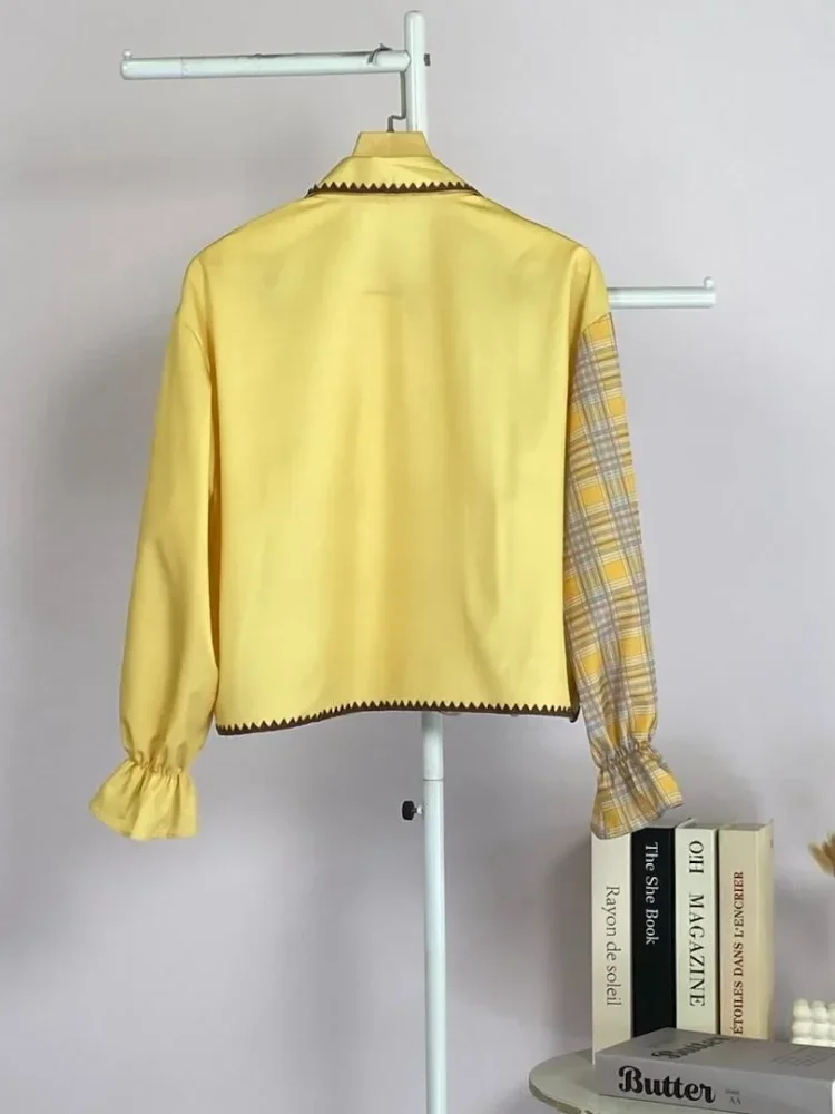 ASAYA Kemeja lengan panjang motif korea terbaru dengan bagian bawah yang tidak beraturan