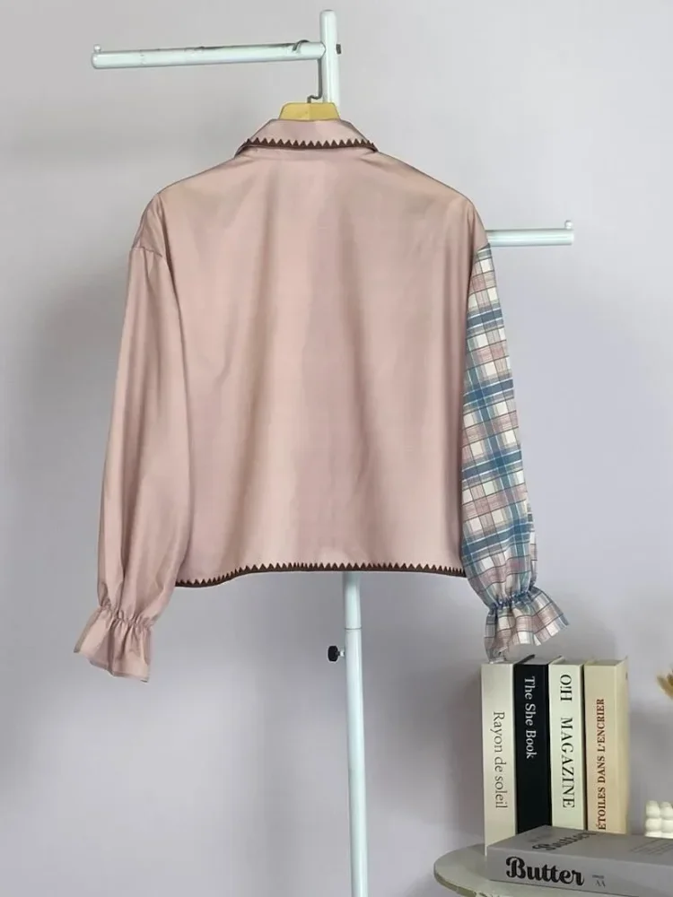 ASAYA Kemeja lengan panjang motif korea terbaru dengan bagian bawah yang tidak beraturan