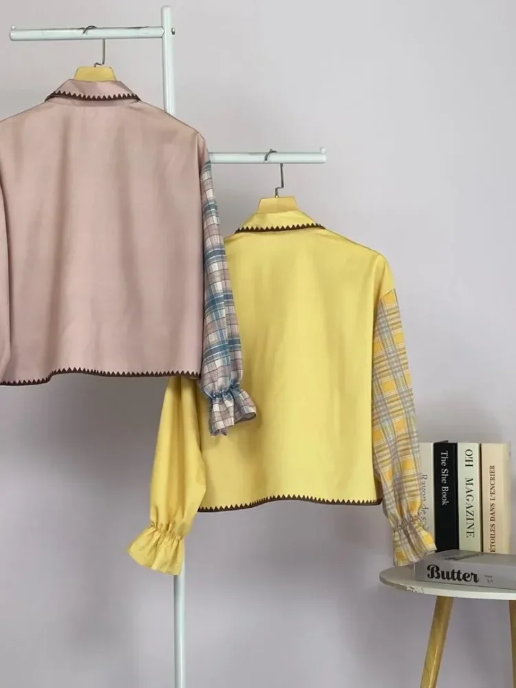 ASAYA Kemeja lengan panjang motif korea terbaru dengan bagian bawah yang tidak beraturan