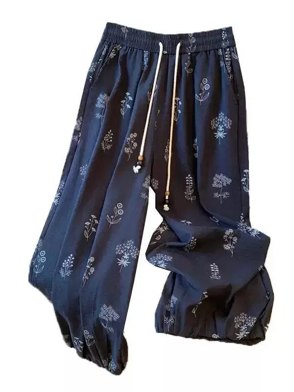 FADFAD Setelan wanita dua potong korean style atasan blouse lengan pendek motif cantik + celana panjang kekinian