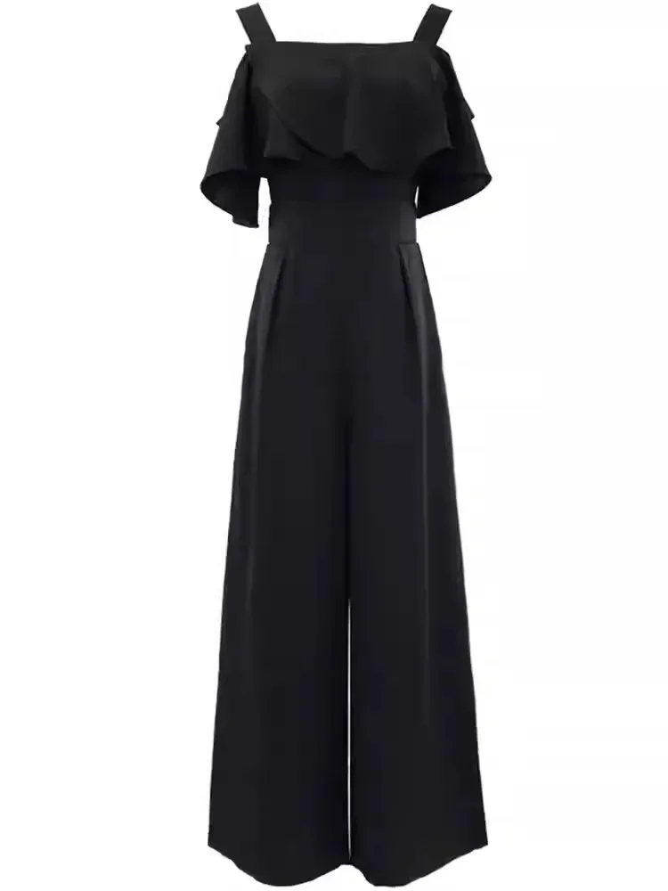 FADFAD Jumpsuit dengan celana longgar gaya kasual modis wanita