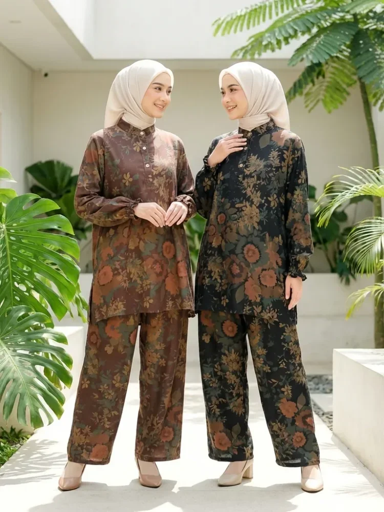 ASAYA Setelan wanita motif kotak-kotak elegan nyaman kekinian banyak pilihan