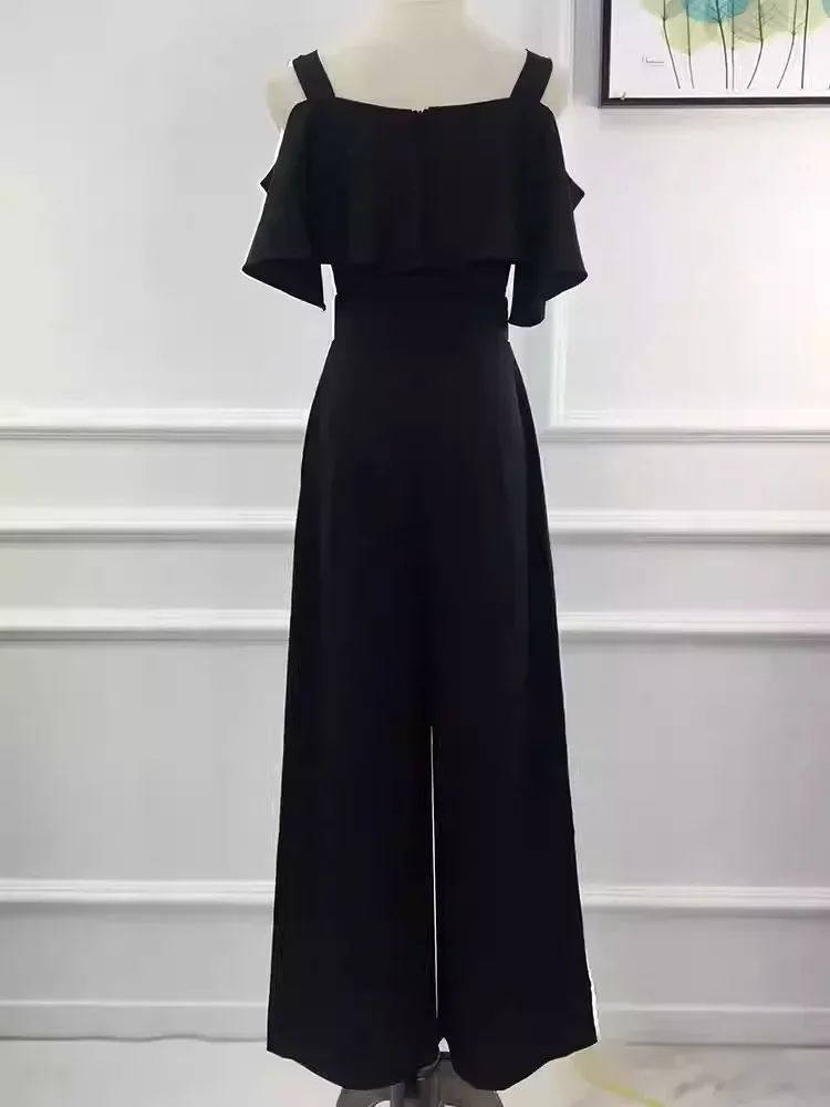 FADFAD Jumpsuit dengan celana longgar gaya kasual modis wanita