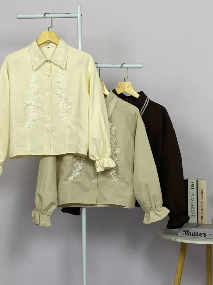 [DISKON KILAT]ASAYA Blouse wanita korea style desain bunga daun elegan nyaman banyak pilihan